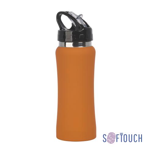 Бутылка для воды "Индиана", покрытие soft touch, 0,6 л., оранжевая, арт. 7803-10 - вид 1 из 5