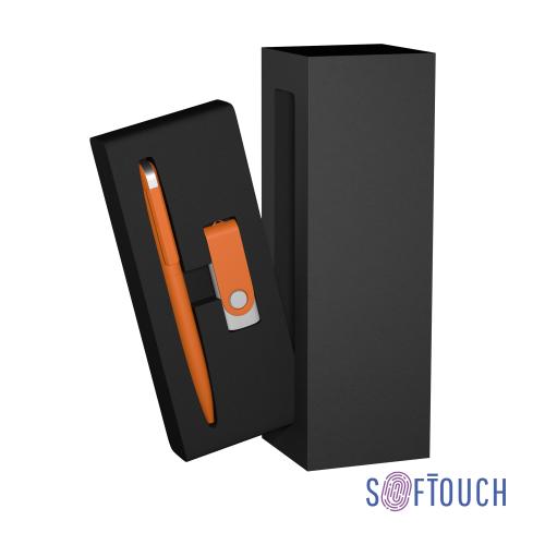 Набор ручка + флеш-карта 8 Гб в футляре, покрытие soft touch, цвет оранжевый