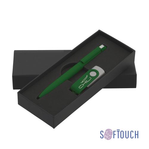 Набор ручка + флеш-карта 8 Гб в футляре, покрытие soft touch, цвет темно-зеленый