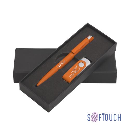 Набор ручка + флеш-карта 8 Гб в футляре, оранжевый, покрытие soft touch, арт. 6877-10S/8Gb - вид 1 из 2