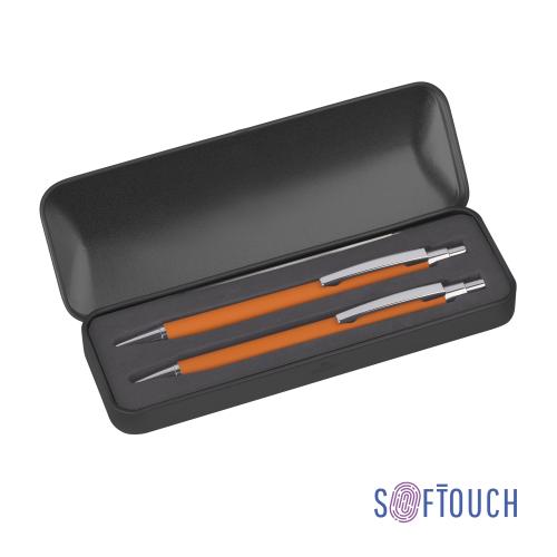 Набор "Ray" (ручка+карандаш), оранжевый/черный, покрытие soft touch, арт. 7431-10/3S - вид 1 из 5