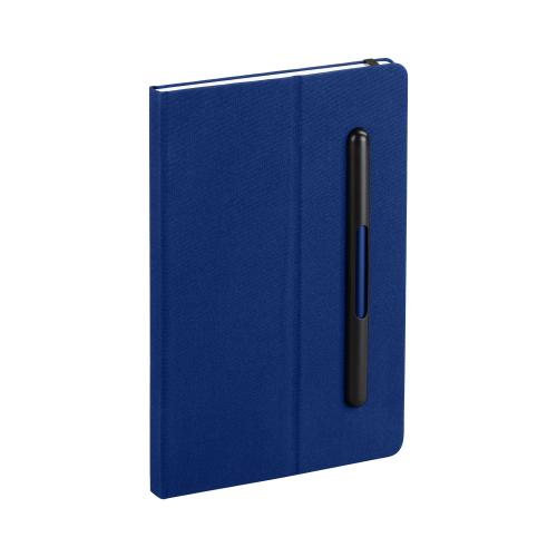Блокнот с ручкой и вечным карандашом в пенале, с подставкой под смартфон, темно-синий, арт. 7457-21 - вид 1 из 6