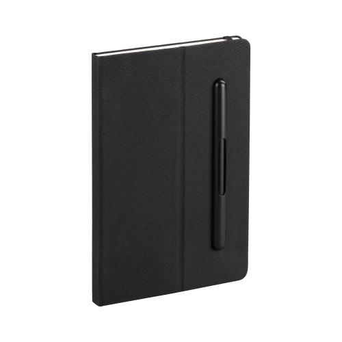 Блокнот с ручкой и вечным карандашом в пенале, с подставкой под смартфон, черный, арт. 7457-3 - вид 1 из 6