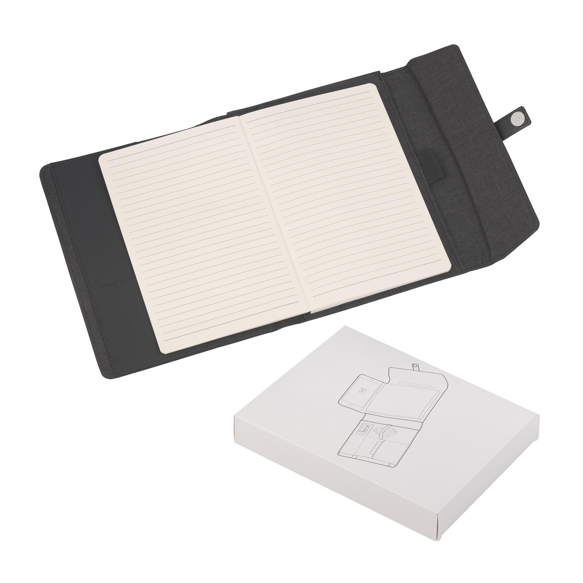 Папка А5 с беспроводным зарядным устройством 4000 mAh и блокнотом soft touch, черная, арт. 7416-3 - вид 4 из 6