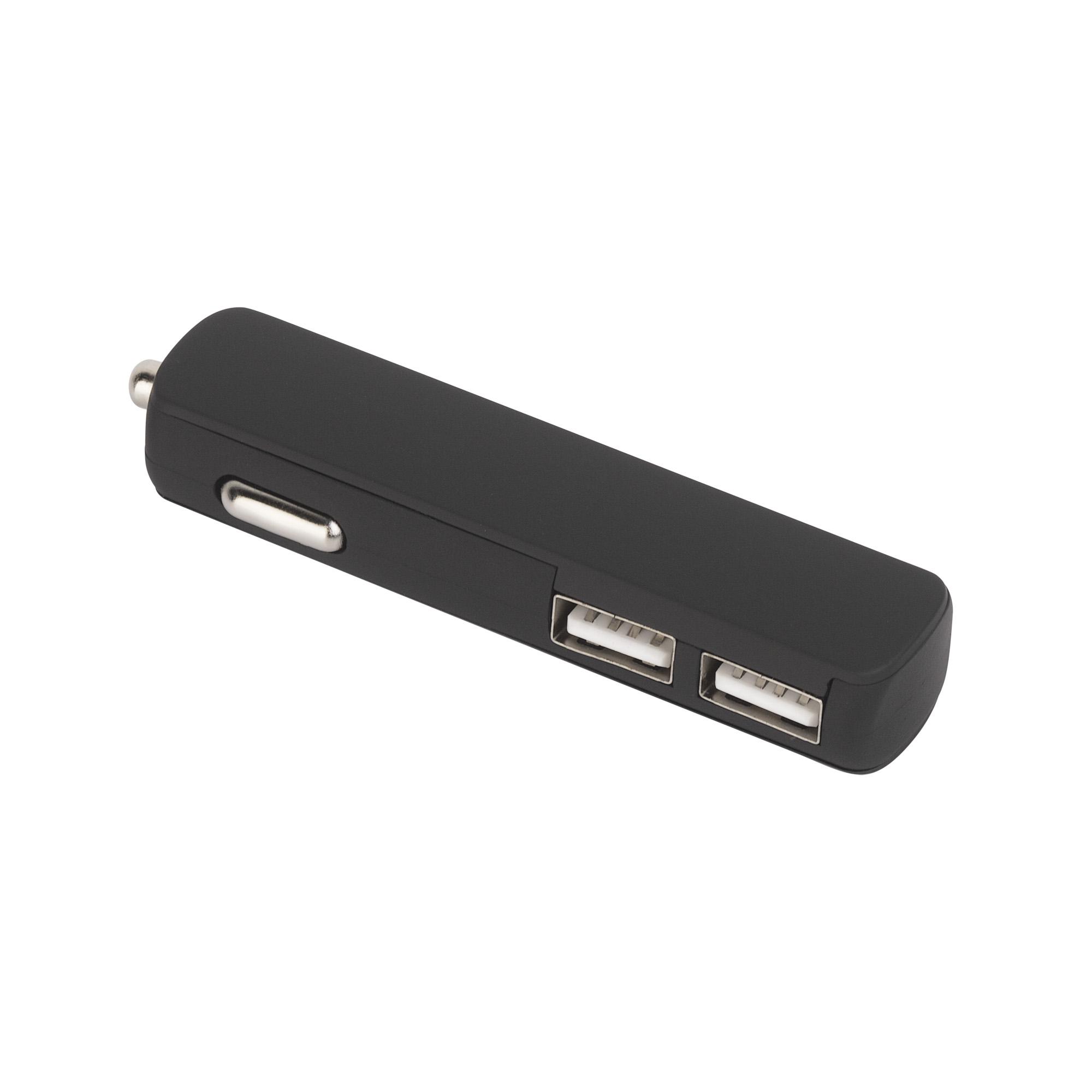 Автомобильное зарядное устройство "Slam" с 2-мя разъёмами USB, покрытие soft touch черный, арт. 6912-3 - вид 2 из 4