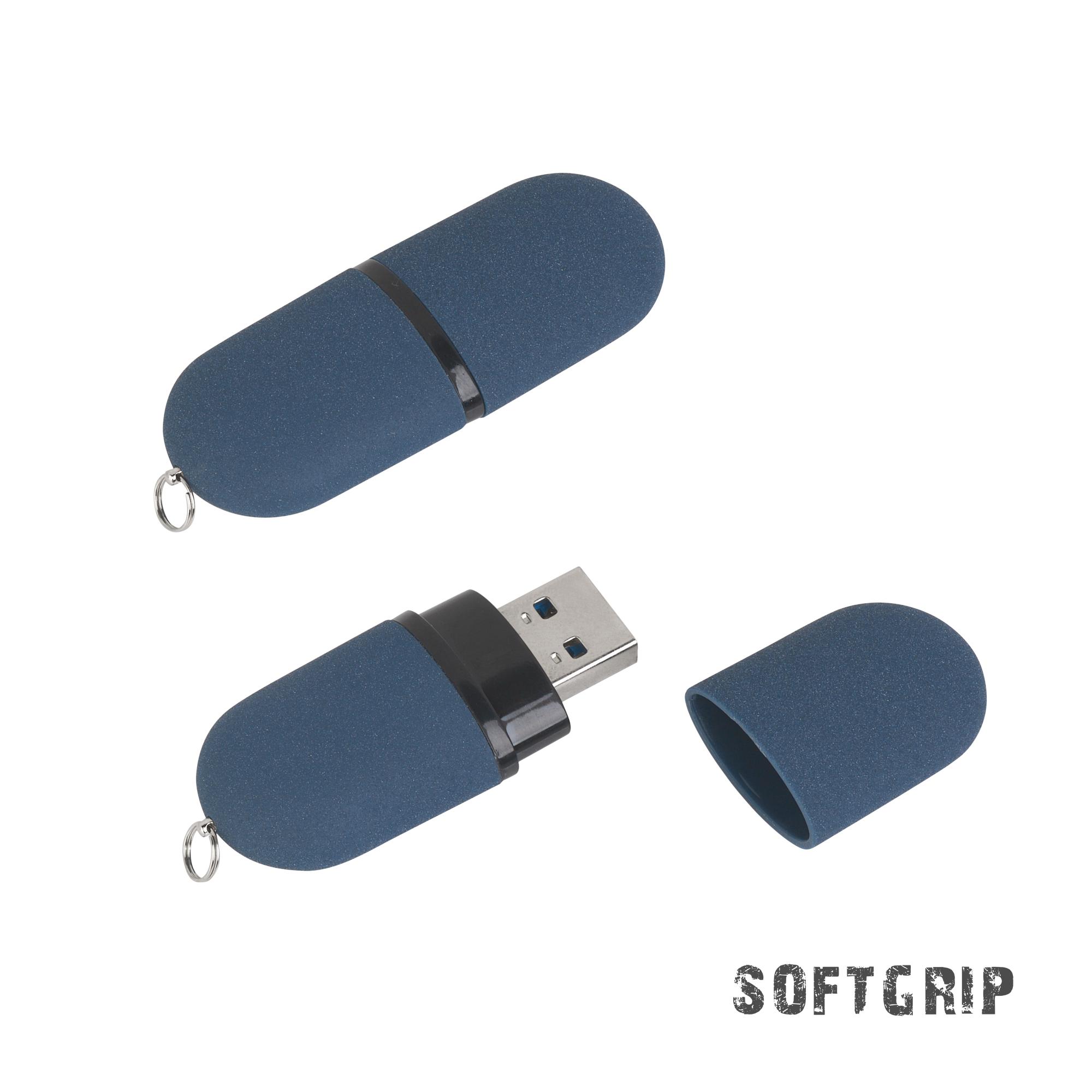 Флеш-карта "Камень" в футляре, объем памяти 32GB, темно-синий, покрытие soft grip  , арт. 8837-21/32GB - вид 1 из 3