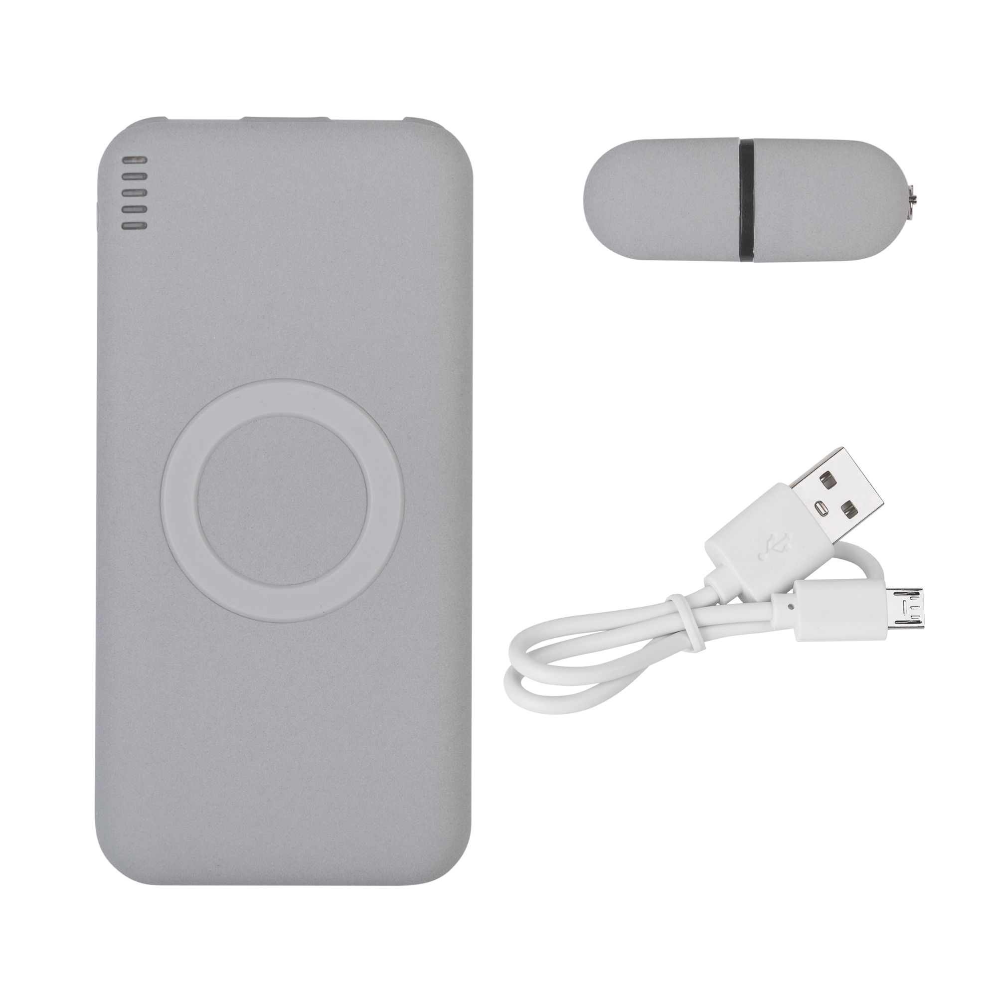 Набор "Камень" на 2 предмета, 8000 mAh /16Gb, с покрытием soft grip, серый  , арт. 8861-7/16Gb - вид 2 из 6