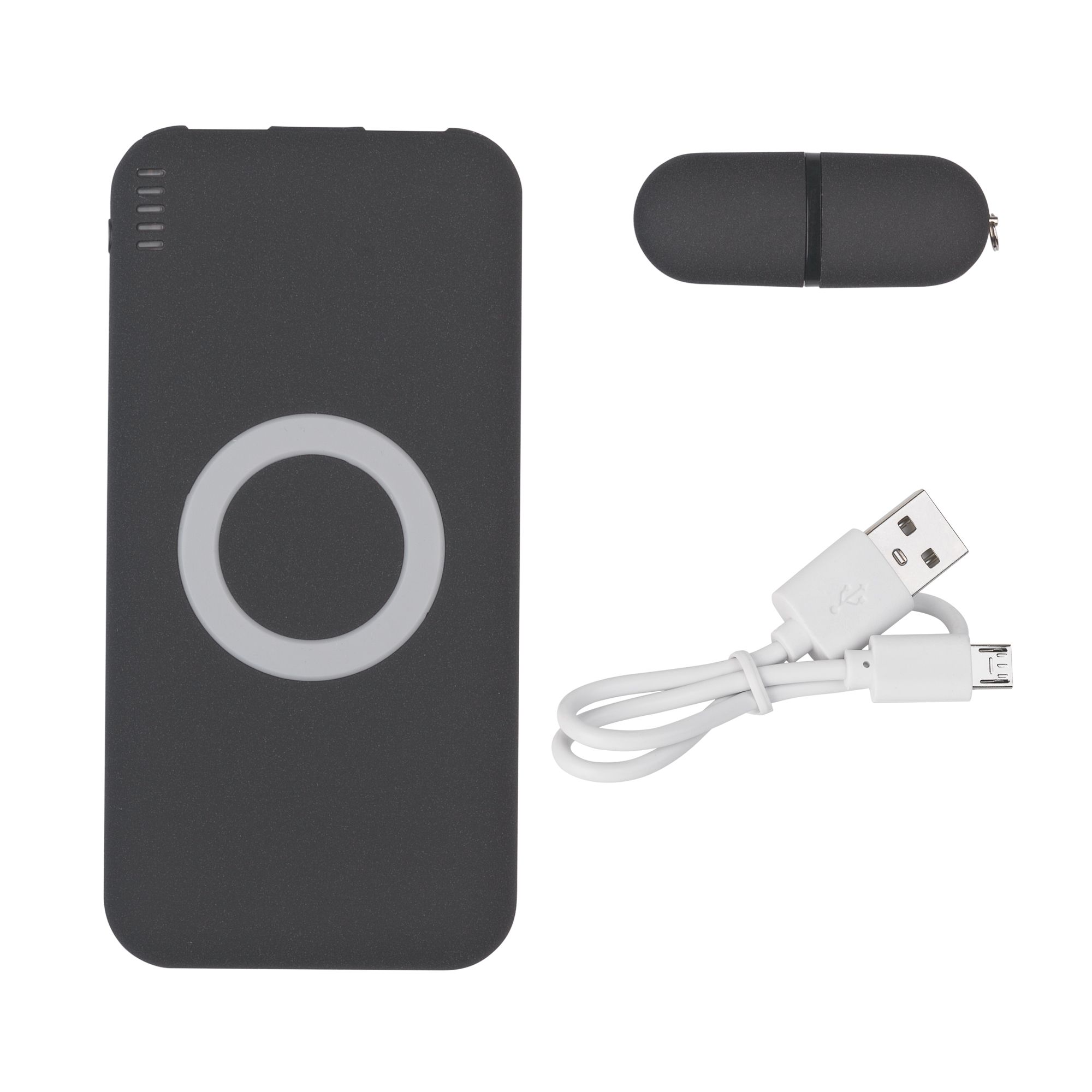 Набор "Камень" на 2 предмета, 8000 mAh /16Gb, с покрытием soft grip, черный  , арт. 8861-3/16Gb - вид 2 из 6