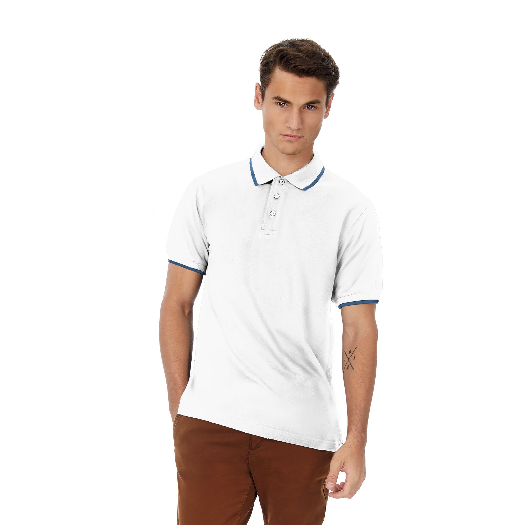 Футболка теннисная Safran Sport, белая/ярко-синяя/white/royal blue, размер M, арт. 3740-1/2 - вид 1 из 3
