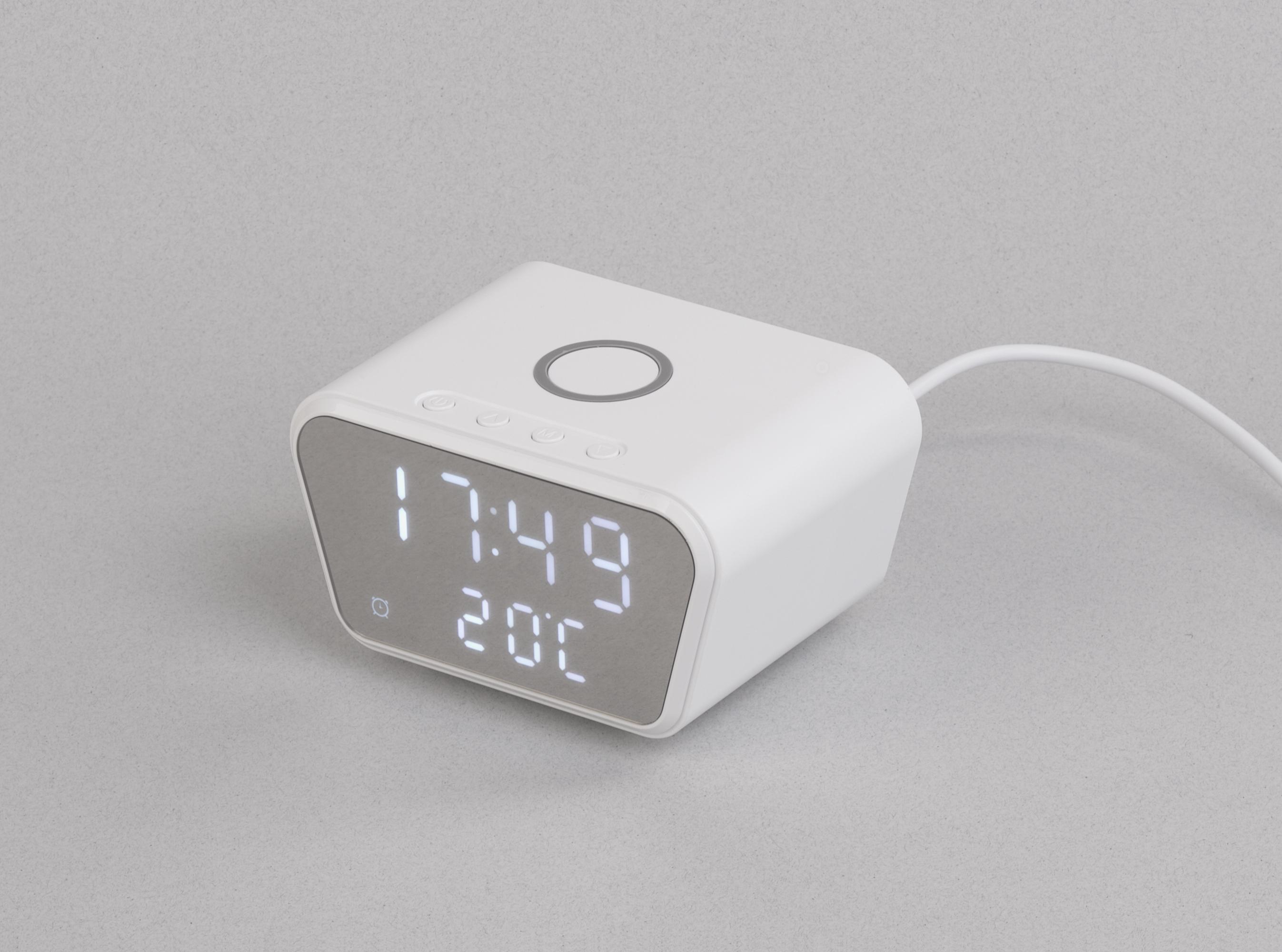 Настольные часы "Smart Clock" с беспроводным (15W) зарядным устройством, будильником и термометром, белый, арт. 9607-1 - вид 1 из 7