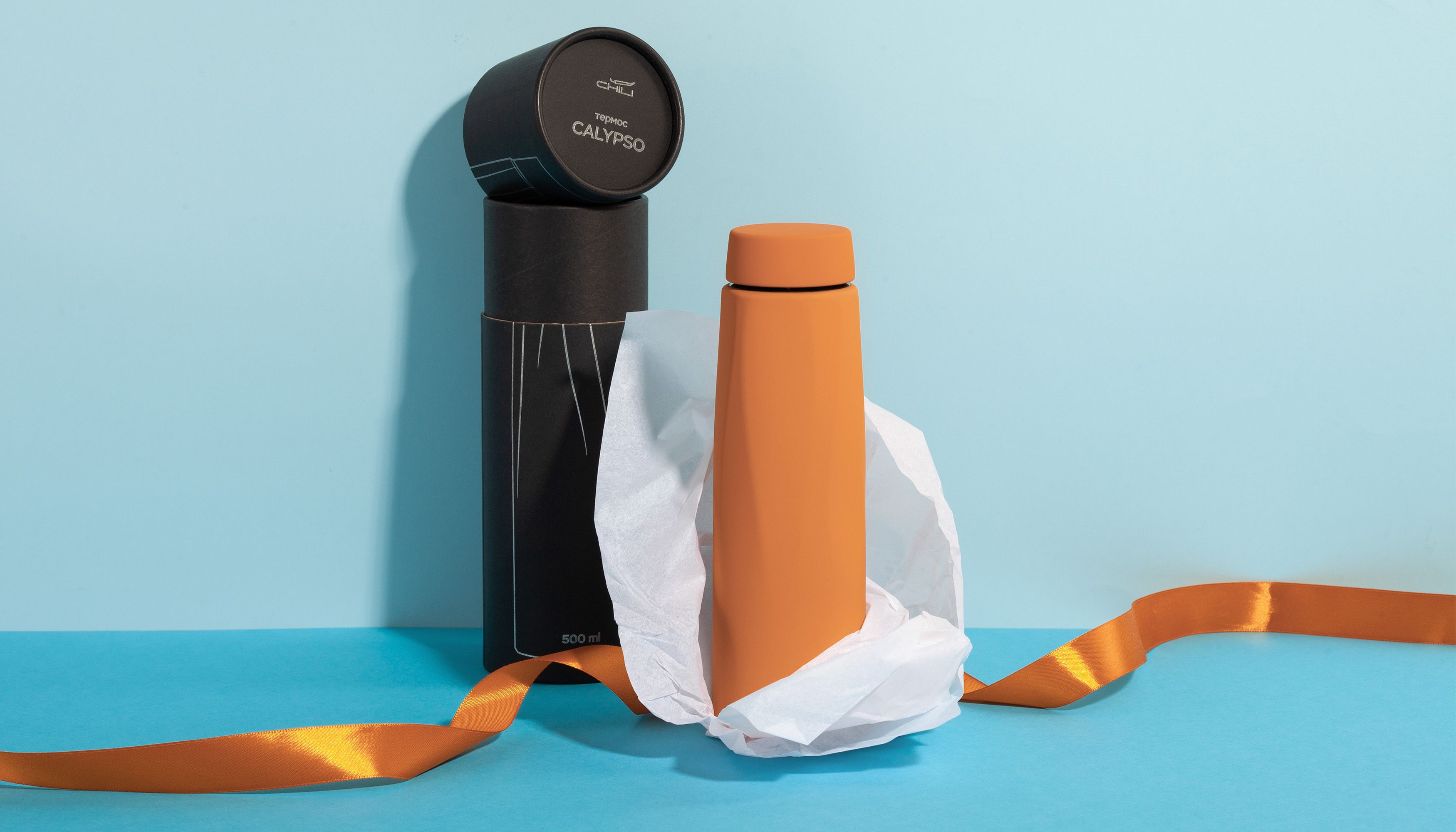 Термос "Calypso" 500 мл, покрытие soft touch, оранжевый , арт. 6410-10 - вид 2 из 10