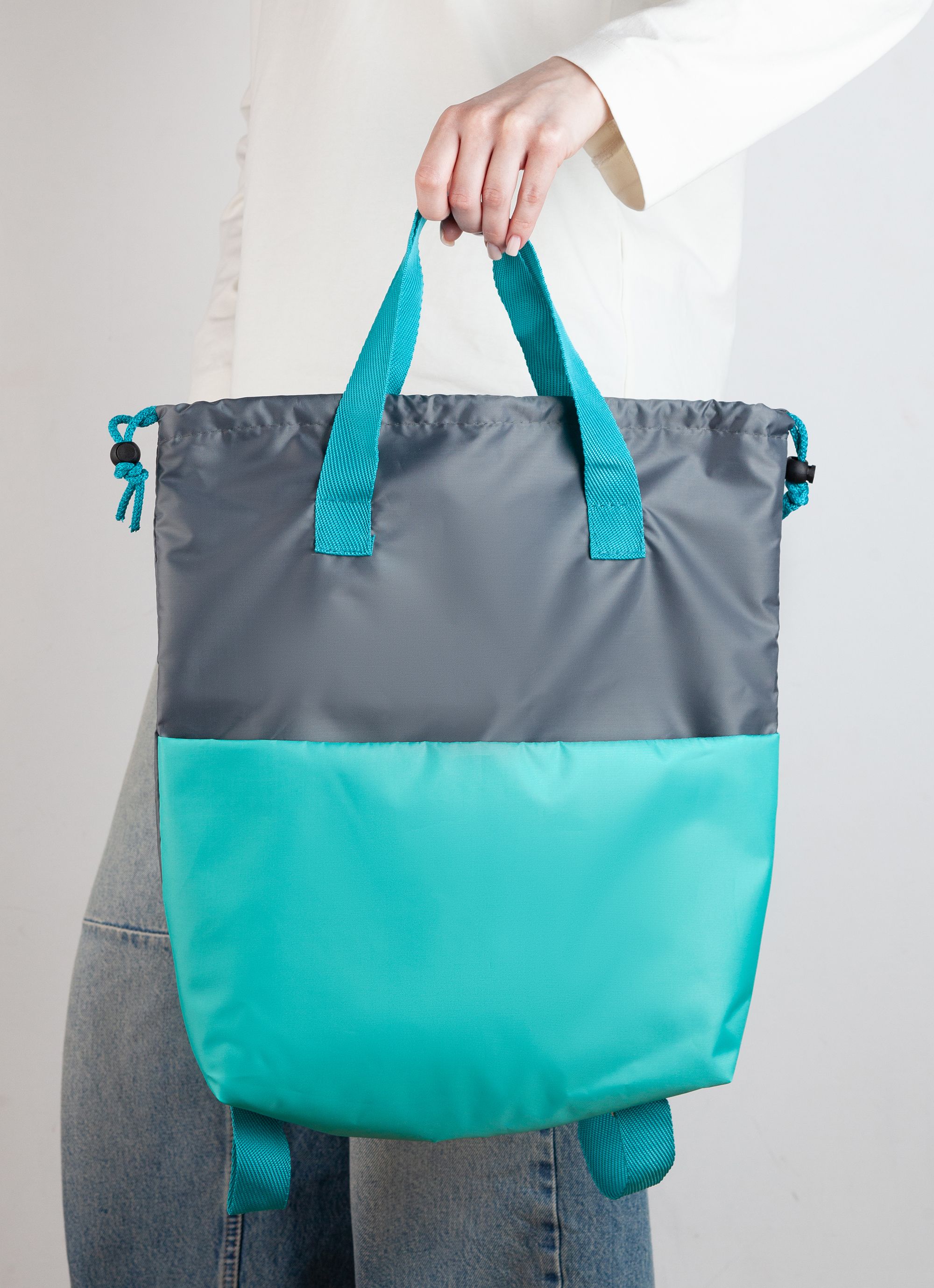 Сумка-рюкзак "Carry", серый с бирюзовым, арт. 9950-7/44 - вид 2 из 5