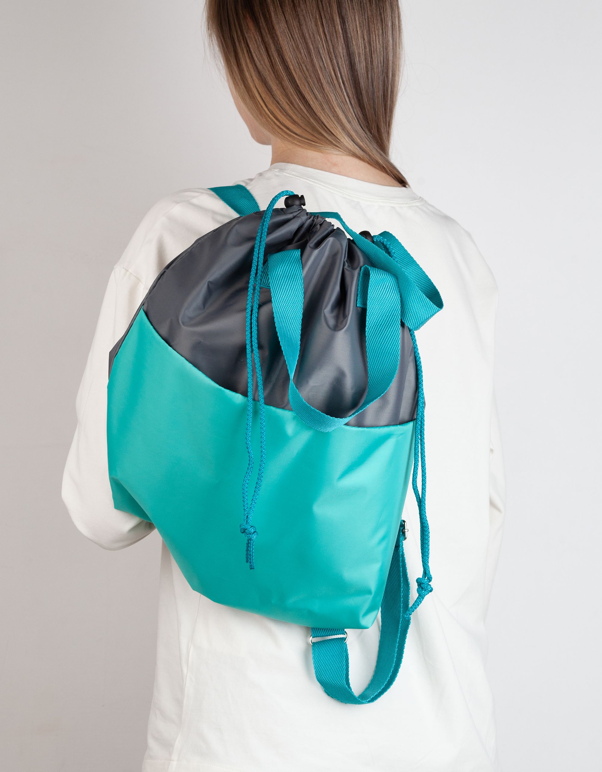 Сумка-рюкзак "Carry", серый с бирюзовым, арт. 9950-7/44 - вид 3 из 5
