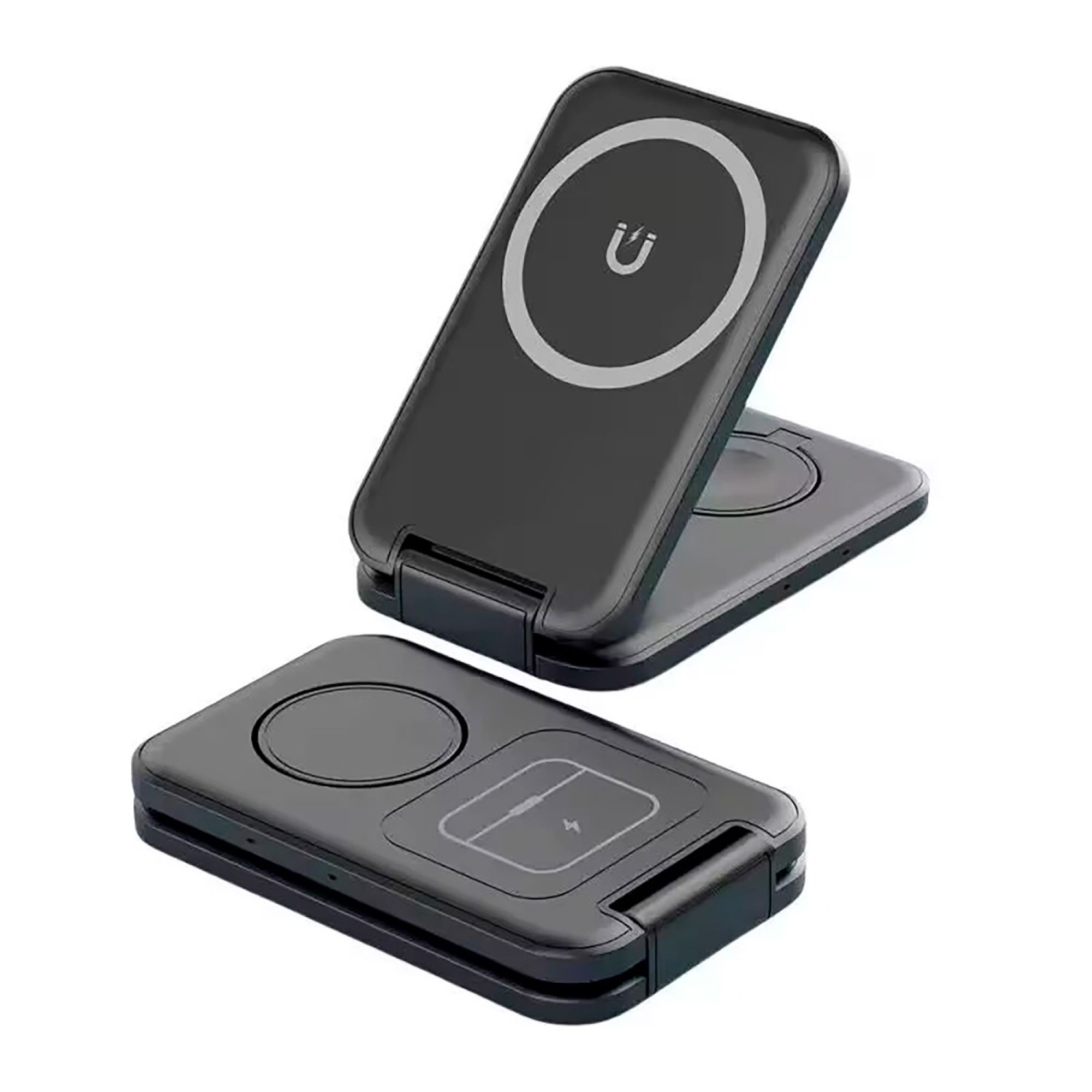 Складная беспроводная (15W) зарядная станция "Slap" с MagSafe, черный, арт. 5449-3 - вид 1 из 8