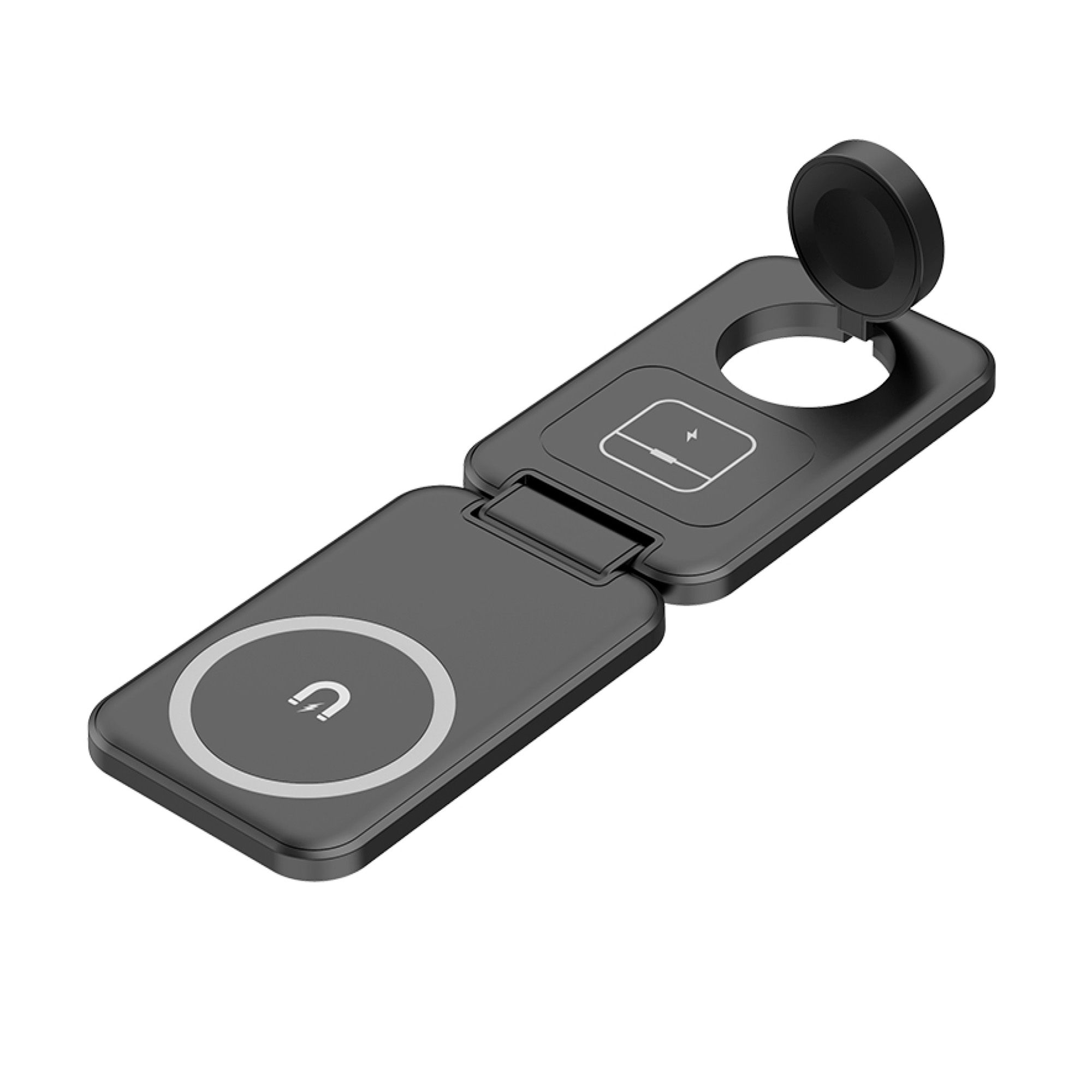 Складная беспроводная (15W) зарядная станция "Slap" с MagSafe, черный, арт. 5449-3 - вид 2 из 8