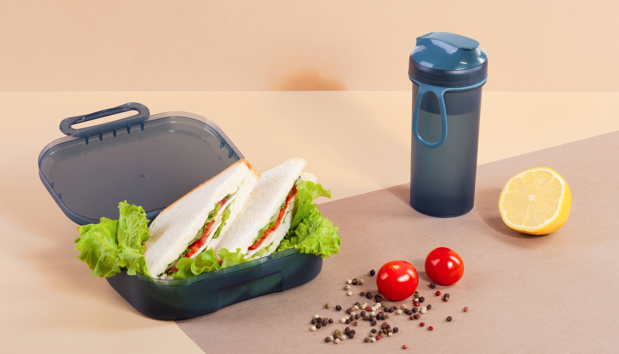 Набор "Eat&Drink box": бутылка, ланч-бокс, синий с голубым, арт. 2693-2N - вид 1 из 3