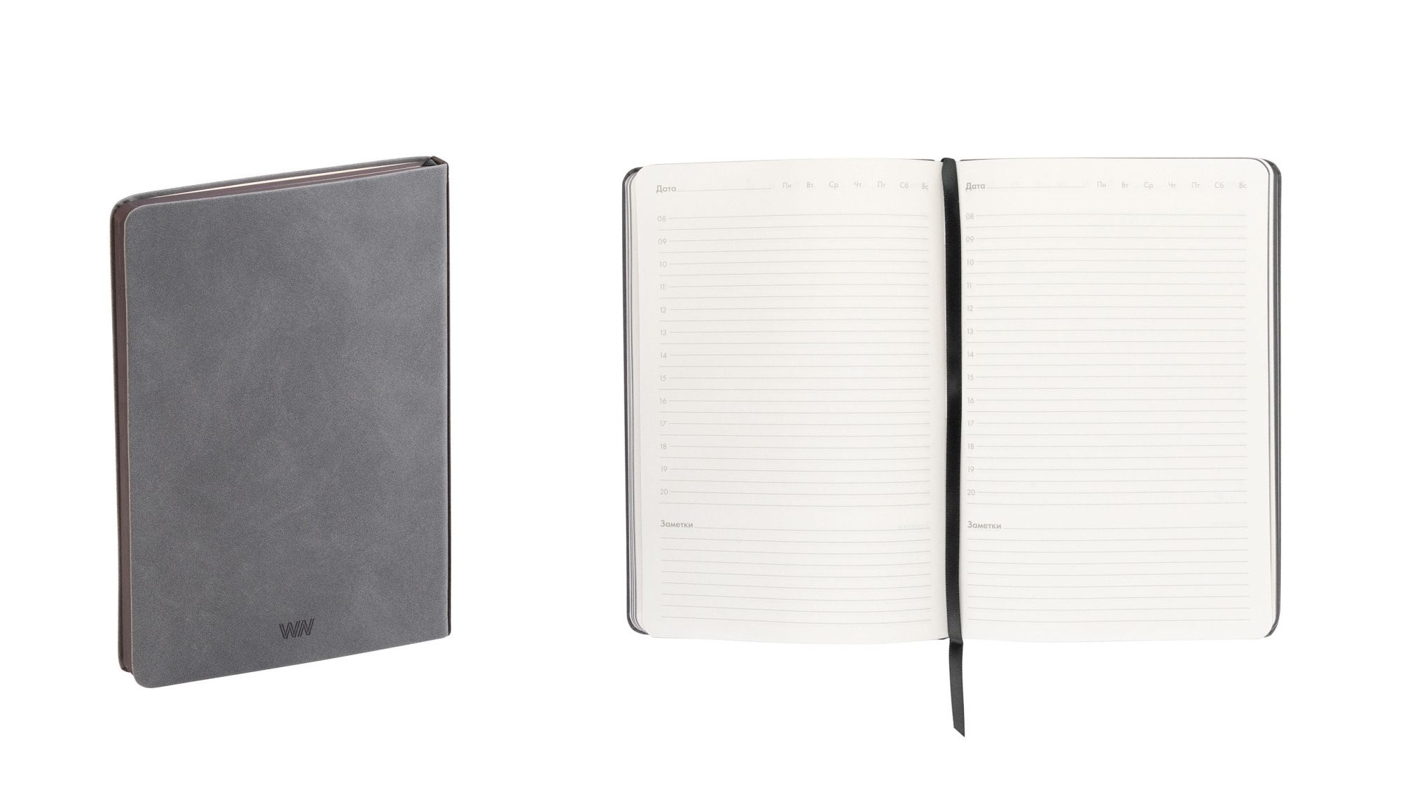 Ежедневник недатированный "Турин" , формат А5, серый с черным, арт. 3828-7/3 - вид 5 из 10