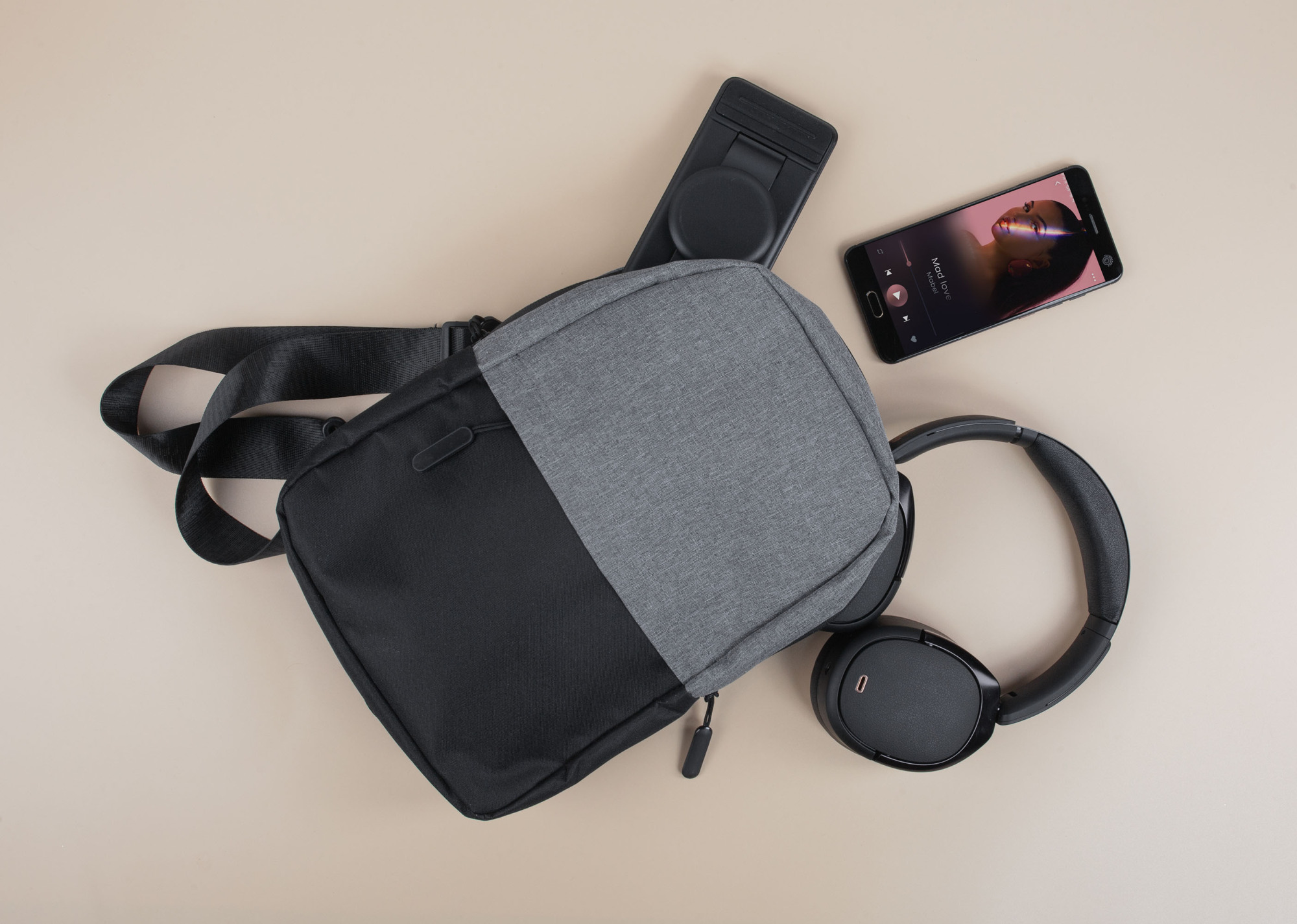 Рюкзак "Single" на одно плечо, серый, арт. 2041 - вид 5 из 6