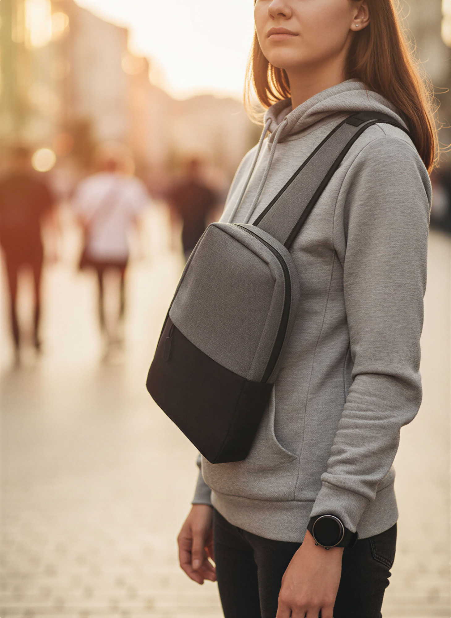 Рюкзак "Single" на одно плечо, серый, арт. 2041 - вид 6 из 6