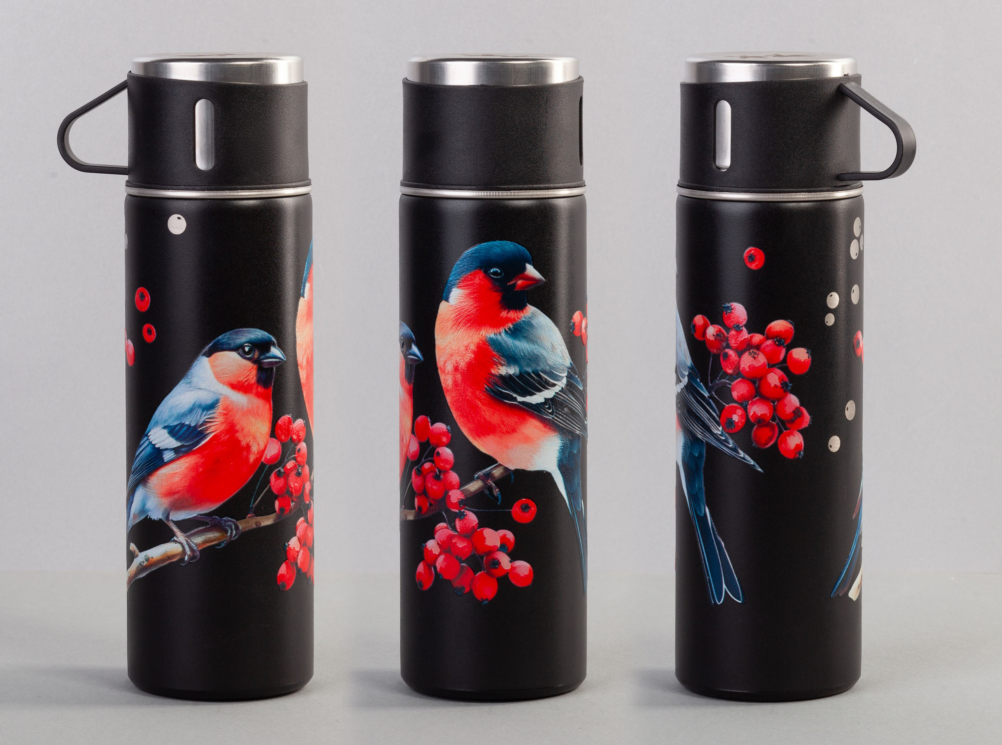 Набор подарочный "Алтай": термос, 3 кружки, покрытие пудра, черный, арт. 5428-3 - вид 8 из 9