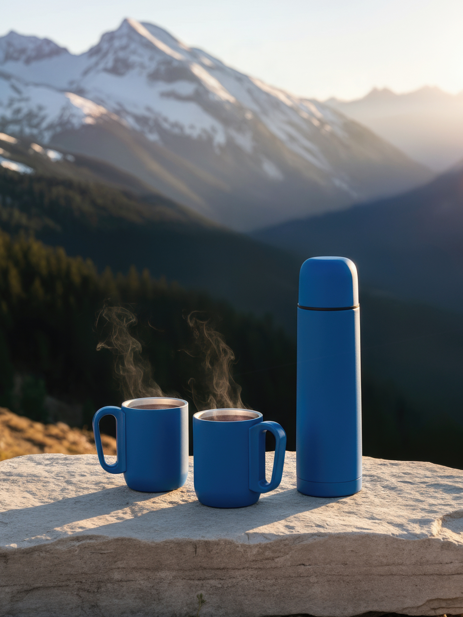 Набор "Гейзер" (термос, 2 кружки), покрытие soft touch, синий, арт. 6351-21 - вид 2 из 7