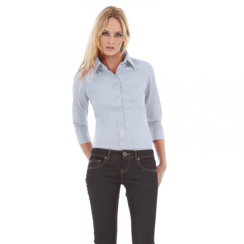 Рубашка женская Milano с рукавом 3/4, корпоративный голубой/corporate blue, размер M, арт. 7611-415 - вид 1 из 3