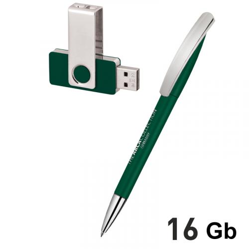 Набор ручка + флеш-карта 16Гб в футляре, темно-зеленый, арт. 70384-61S/16Gb - вид 1 из 2