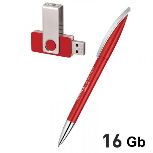 Набор ручка + флеш-карта 16Гб в футляре, красный, арт. 70384-4S/16Gb - вид 1 из 2