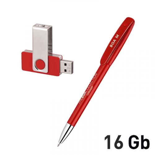 Набор ручка + флеш-карта 16Гб в футляре, красный, арт. 70175-4/16Gb - вид 1 из 2