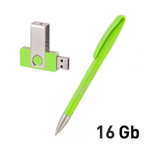 Набор ручка + флеш-карта 16Гб в футляре, зеленое яблоко, арт. 70175-63/16Gb - вид 1 из 2