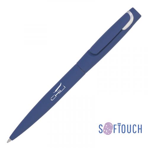 Ручка шариковая "Saturn" покрытие soft touch, цвет темно-синий с серебристым