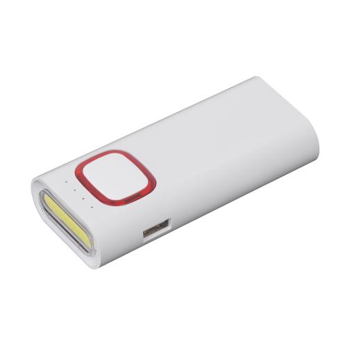 Зарядное устройство с LED-фонариком и подсветкой логотипа, 4400 mAh, белый/красный, арт. 7450-4 - вид 1 из 7