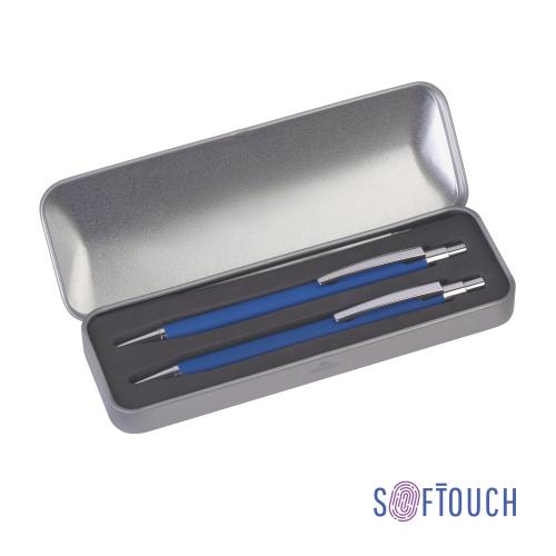 Набор "Ray" (ручка+карандаш), синий/серебристый, покрытие soft touch, арт. 7426-2S - вид 1 из 4