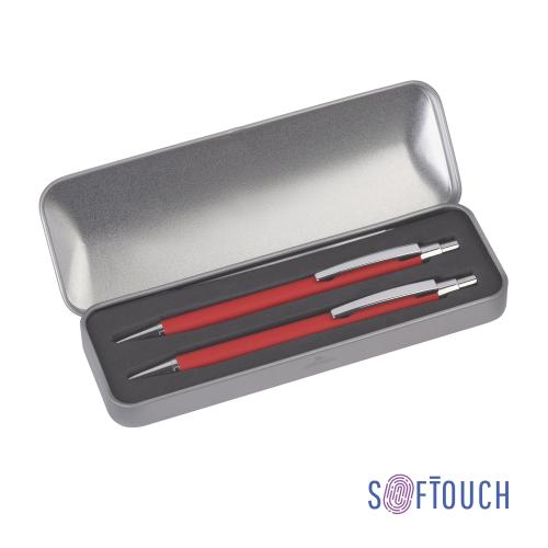 Набор "Ray" (ручка+карандаш), красный/серебристый, покрытие soft touch, арт. 7426-4S - вид 1 из 4