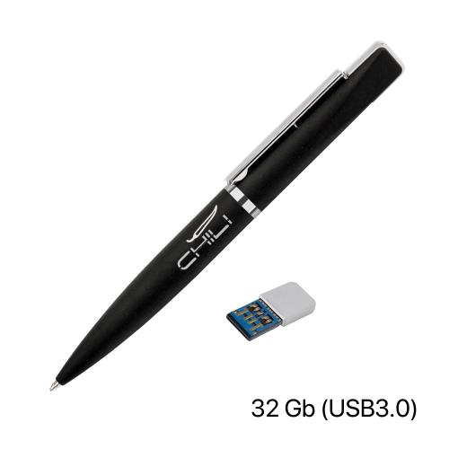 Ручка шариковая "Callisto" с флеш-картой 32Gb (USB3.0), черный, покрытие soft touch, арт. 6828-3S/32Gb3 - вид 1 из 3