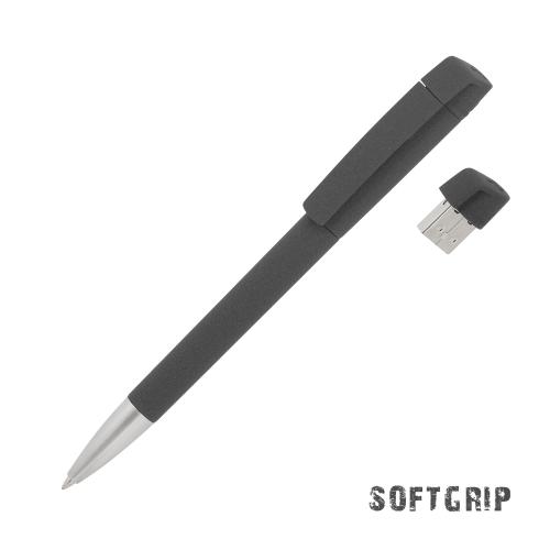 Ручка с флеш-картой USB 16GB «TURNUSsoftgrip M», черный , арт. 60278-3/16Gb - вид 1 из 5