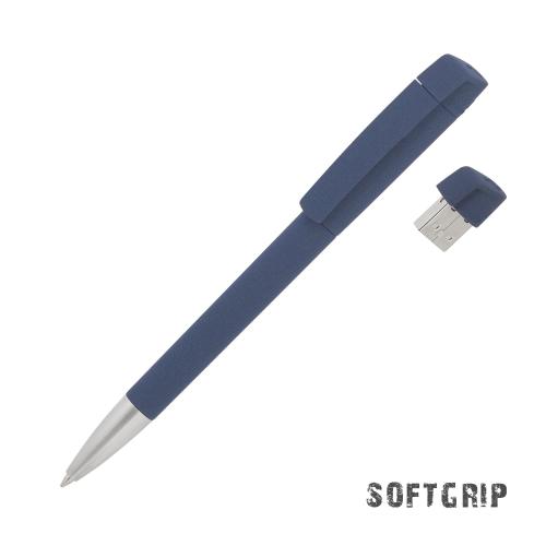 Ручка с флеш-картой USB 16GB «TURNUSsoftgrip M», цвет темно-синий