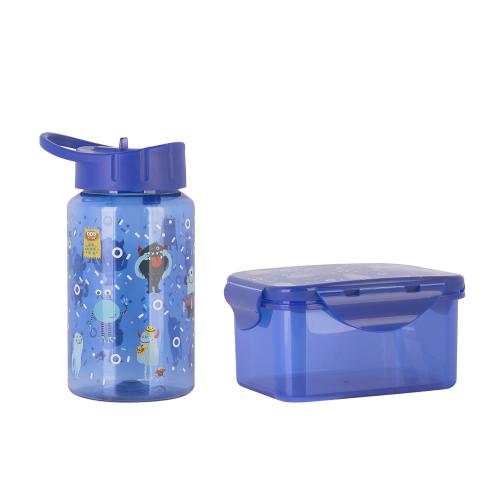 Набор подарочный с детским принтом (контейнер для ланча, бутылка для воды, 0,45 л), синий, арт. 6661 - вид 1 из 6
