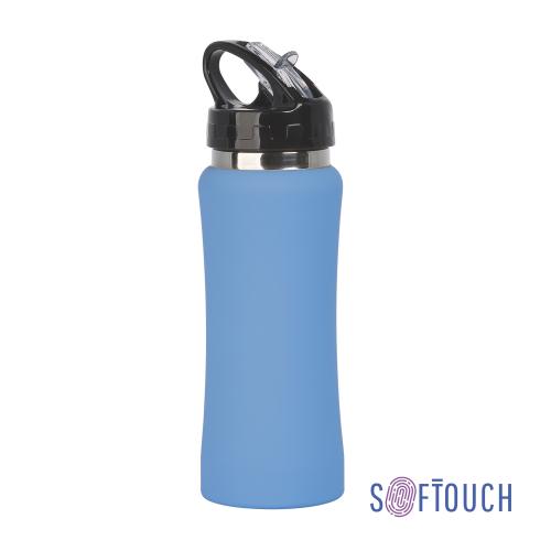 Бутылка для воды "Индиана", покрытие soft touch, 0,6 л., голубая, арт. 7803-22 - вид 1 из 5