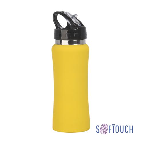 Бутылка для воды "Индиана", покрытие soft touch, 0,6 л., желтая, арт. 7803-8 - вид 1 из 5