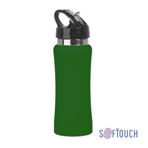 Бутылка для воды "Индиана" 600 мл, покрытие soft touch, цвет зеленый