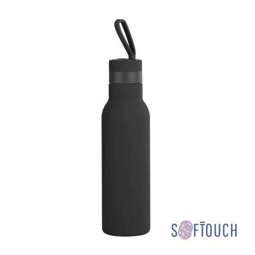 Бутылка для воды "Фитнес" 700 мл, покрытие soft touch, цвет черный