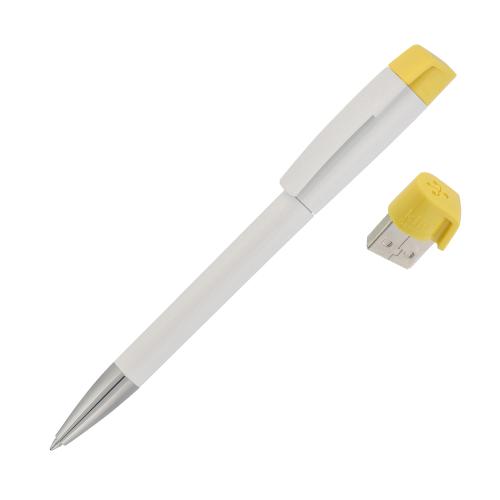 Ручка с флеш-картой USB 8GB «TURNUS M», белый/желтый, арт. 60274-1/8/8Gb - вид 1 из 2