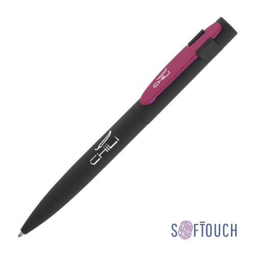 Ручка шариковая "Lip", покрытие soft touch, цвет черный с фуксией