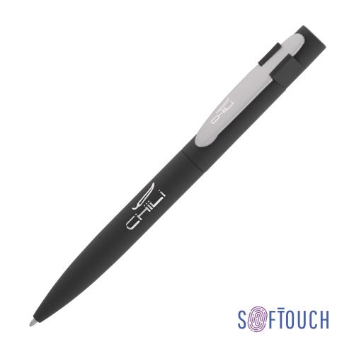 Ручка шариковая "Lip", покрытие soft touch, цвет черный с серебром