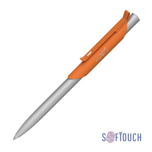 Ручка шариковая "Skil", оранжевый/серебристый, покрытие soft touch, арт. 6918-10S - вид 1 из 4