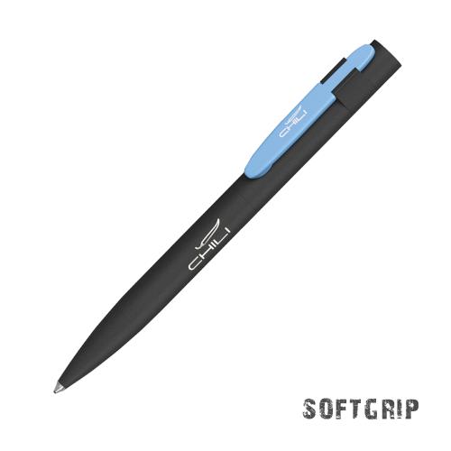 Ручка шариковая "Lip SOFTGRIP", цвет черный с голубым