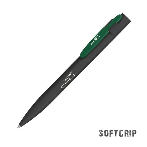 Ручка шариковая "Lip SOFTGRIP", цвет черный с зеленым