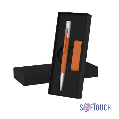 Набор ручка "Clas" + флеш-карта "Case" 8 Гб в футляре, покрытие soft touch, цвет оранжевый