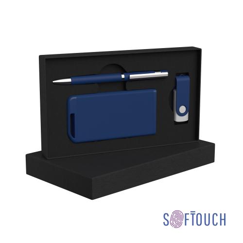 Набор ручка + флеш-карта 8Гб + зарядное устройство 4000 mAh в футляре, темно-синий, soft touch, арт. 6887-21S/8Gb - вид 1 из 3